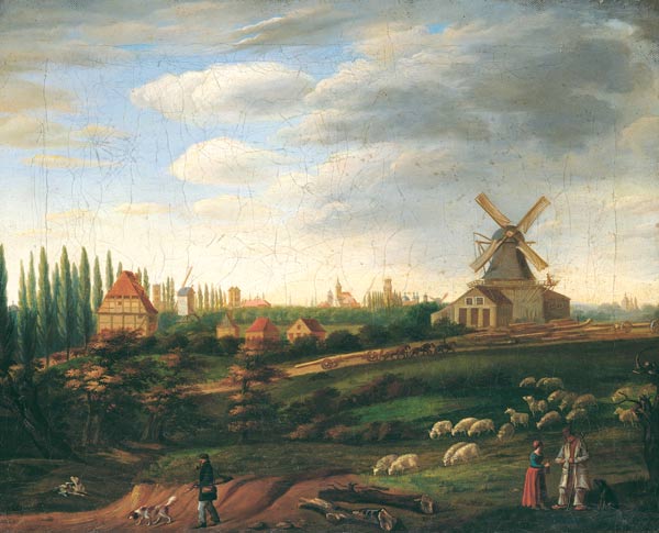 Ansicht der Stadt Münster von Südwesten van Ferdinand Hodler