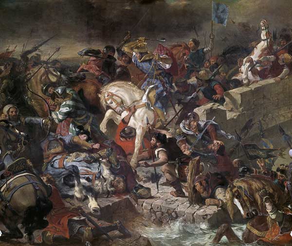Die Schlacht von Taillebourg am 21.Juli 1242. van Ferdinand Victor Eugène Delacroix