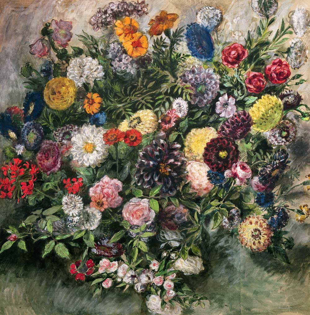 Bouquet of Flowers (w/c, gouache & pastel on van Ferdinand Victor Eugène Delacroix