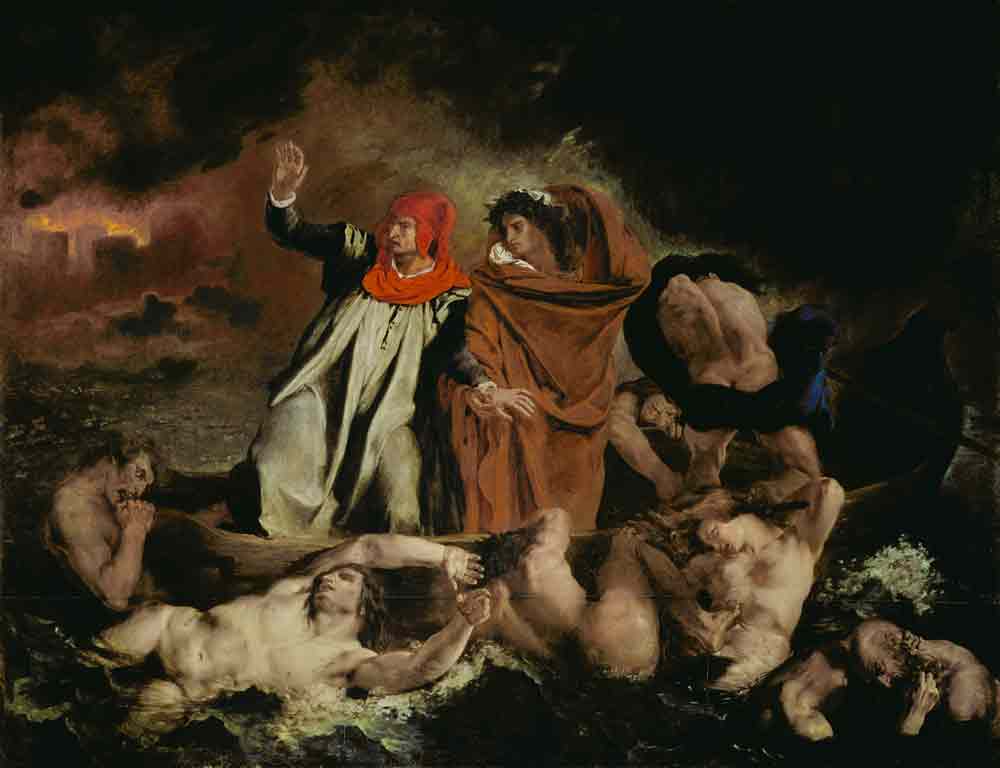 Dante und Virgil in der Hölle (oder: Die Dante-Barke) van Ferdinand Victor Eugène Delacroix