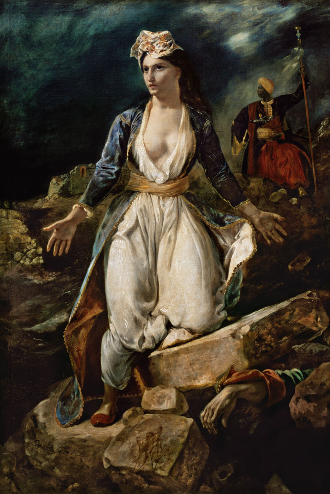 Griechenland auf den Ruinen von Missolonghi verendend van Ferdinand Victor Eugène Delacroix