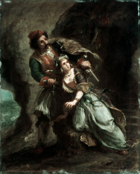 Byron / Bride of Abydos / Delacroix 1849 van Ferdinand Victor Eugène Delacroix