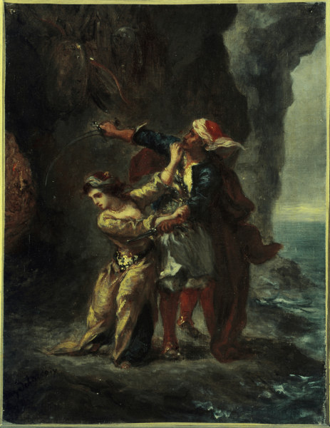 Byron, Braut von Abydos / Gem.Delacroix van Ferdinand Victor Eugène Delacroix