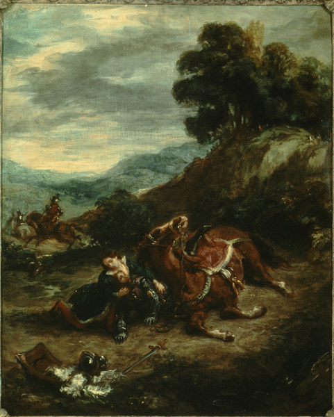 Byron, Tod des Lara / Gem.v.Delacroix van Ferdinand Victor Eugène Delacroix