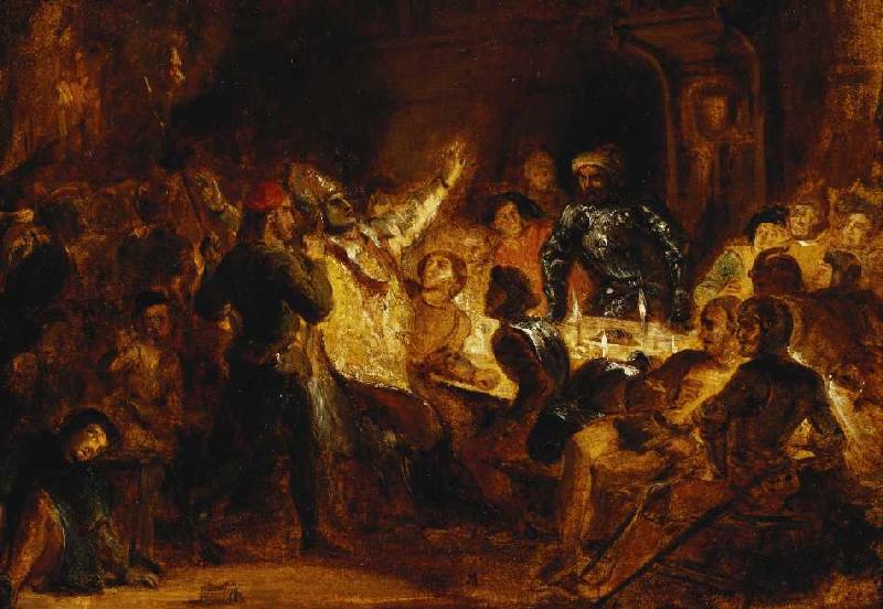 Die Ermordung des Bischofs von Lüttich (Szene aus Walter Scotts Novelle 'Quentin Durward'). van Ferdinand Victor Eugène Delacroix