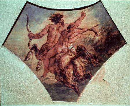 The Education of Achilles (replica of the first sketch made for one of the four pendentives in the C van Ferdinand Victor Eugène Delacroix