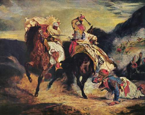 Kampf des Giaur mit dem Pascha van Ferdinand Victor Eugène Delacroix
