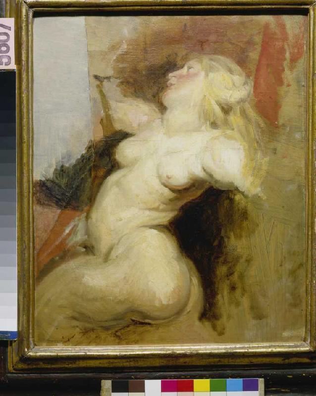 Kopie einer nackten Frauenfigur aus dem Medici-Zyklus von Rubens. van Ferdinand Victor Eugène Delacroix