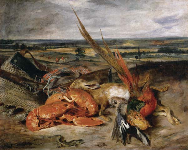 Stilleben mit Hummer van Ferdinand Victor Eugène Delacroix