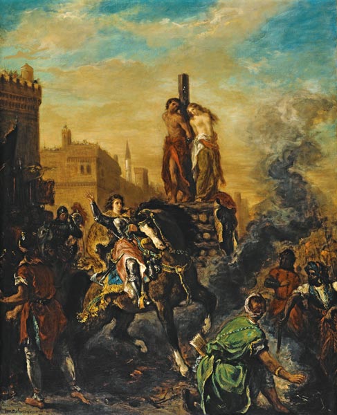 Olinda and Sophronia on the Pyre van Ferdinand Victor Eugène Delacroix