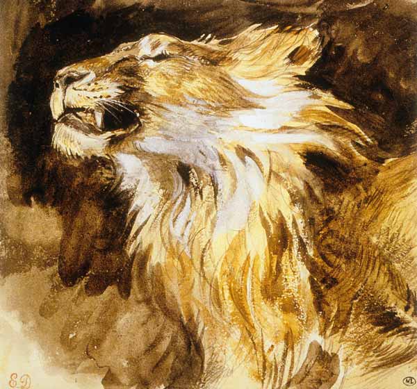 Roaring Lion van Ferdinand Victor Eugène Delacroix