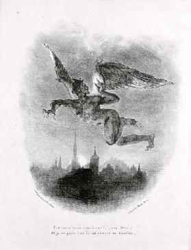 Mephistopheles Prologue in The Sky. Illustration to Goethe's Faust