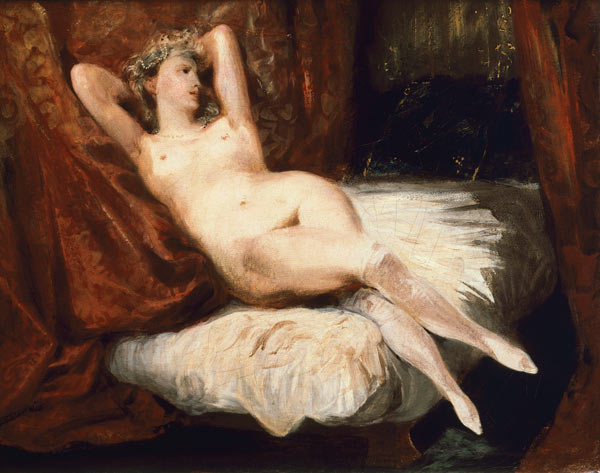 Woman with White Stockings van Ferdinand Victor Eugène Delacroix
