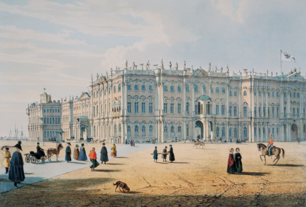 The Winter Palace as seen from Palace Passage, St. Petersburg, c.1840 van Ferdinand Victor Perrot