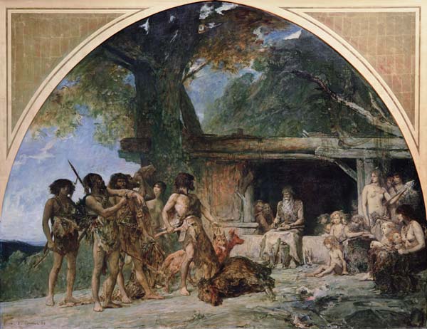 The Stone Age, returning from a bear hunting van Fernand Cormon
