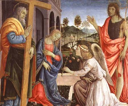 Annunciation with St. Joseph and St. John the Baptist van Filippino Lippi