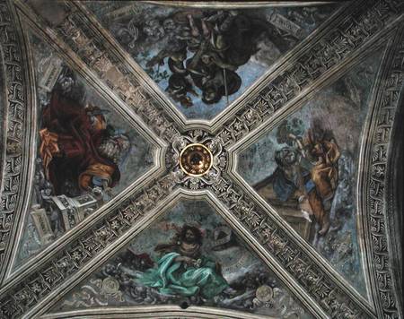 Ceiling in Strozzi Chapel depicting prophets Abraham, Noah van Filippino Lippi