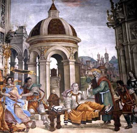 The Raising of Drusiana, from the Strozzi Chapel van Filippino Lippi