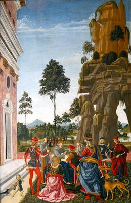 St. Bernardino of Siena (1380-1444) healing a paralytic man, 1473 (oil on panel) van Fiorenzo di Lorenzo