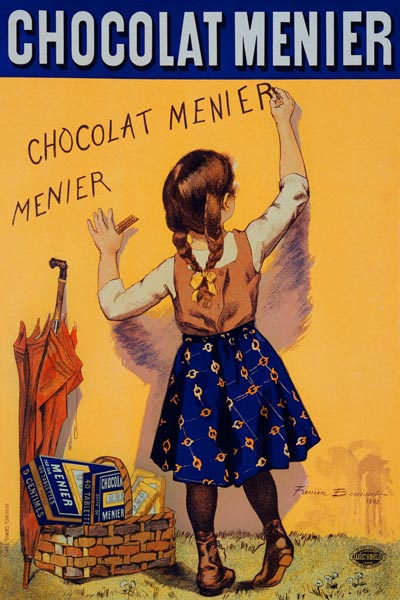 Reproduction of a poster advertising 'Menier' chocolate, 1893 (colour litho) van Firmin Bouisset