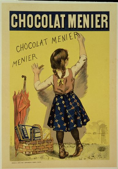 Reproduction of a poster advertising 'Menier' chocolate van Firmin Bouisset