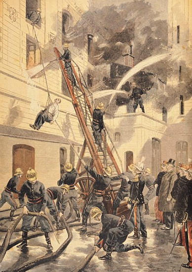 Felix Faure (1841-99) with the firemen, from ''Le Petit Journal'', 20th February 1898 van F.L. Meaulle