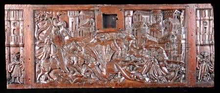 Chest Carved with St. George Slaying the Dragon van Flemish School