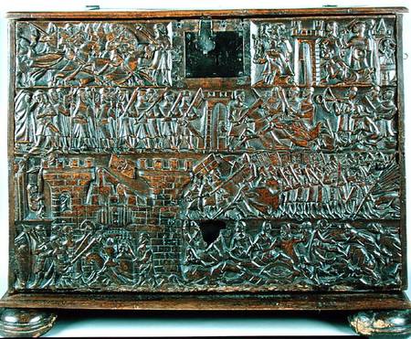 The Courtrai Chest depicting scenes from the Battle of the Golden Spurs fought in Courtrai in 1302 van Flemish School