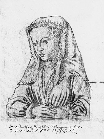 Ms 266 fol.62 Bonne d''Artois, Countess of Nevers and Rethel, Duchess of Burgundy, from ''The Recuei van Flemish School