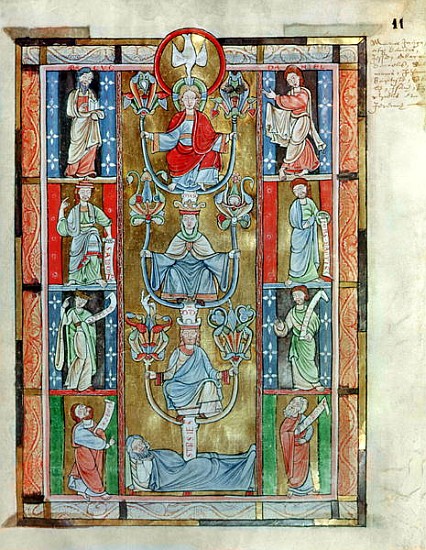 Ms 340 fol.11r The Tree of Jesse, from ''De Laudibus Sancte Crucis'' Rabanaus Maurus (c.780-856) fro van Flemish School