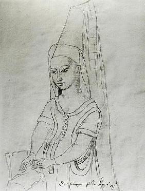 Charlotte de Savoie (c.1442-83) wife of Louis XI (1422-83) from the''Recueil d''Arras''