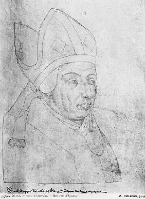 Ms 266 fol.97 David, bishop of Utrecht, from ''The Recueil d''Arras''
