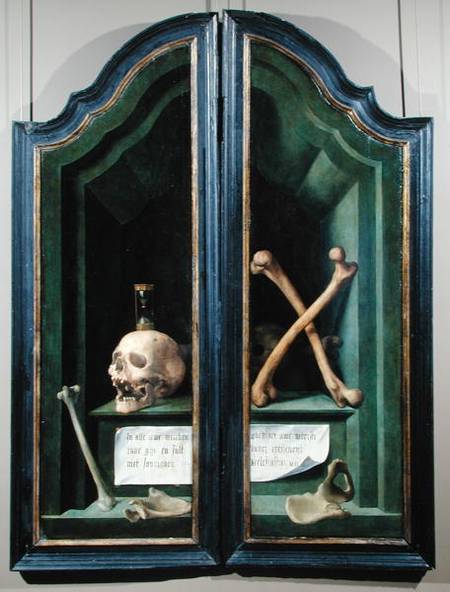Vanitas, reverse of two panels from a triptych van Flemish School
