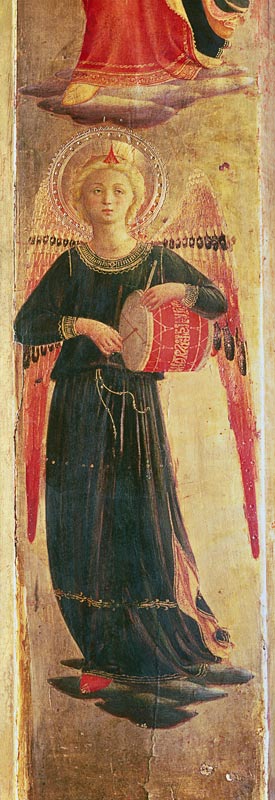 Angel beating a drum from the Linaiuoli Triptych van Fra Beato Angelico