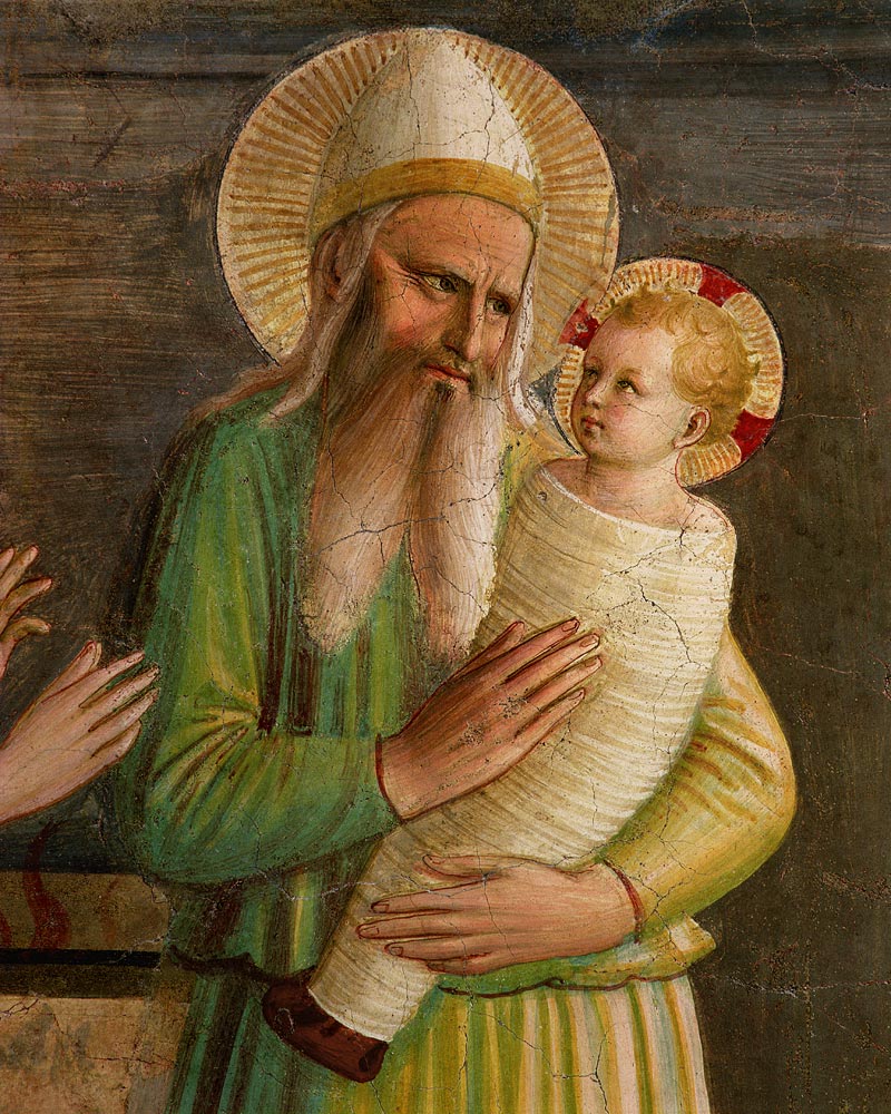 Simeon with the Christ Child, detail from The Presentation in the Temple van Fra Beato Angelico