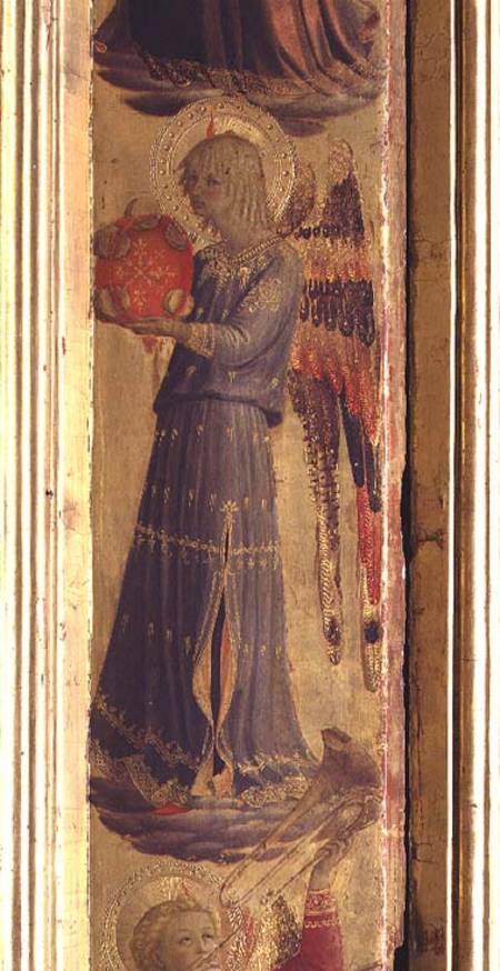 Angel playing a Tambourine, detail from the Linaivoli Triptych van Fra Beato Angelico