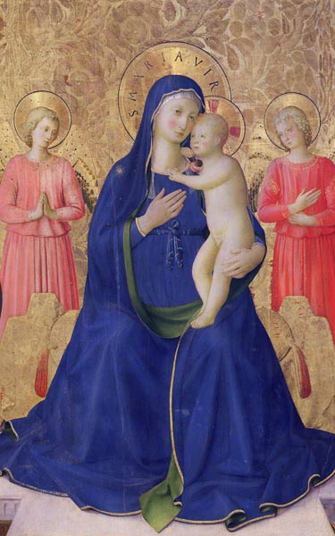 The Bosco ai Frati Altarpiece: The Virgin and Child enthroned with two angels, 1452 (detail of 43968 van Fra Beato Angelico