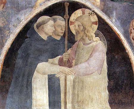 Christ Welcomes Two Dominican Friars van Fra Beato Angelico