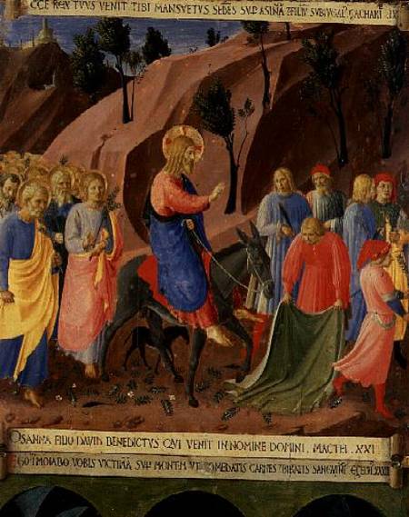 Entry of Christ into Jerusalem, detail from panel three of the Silver Treasury of Santissima Annunzi van Fra Beato Angelico