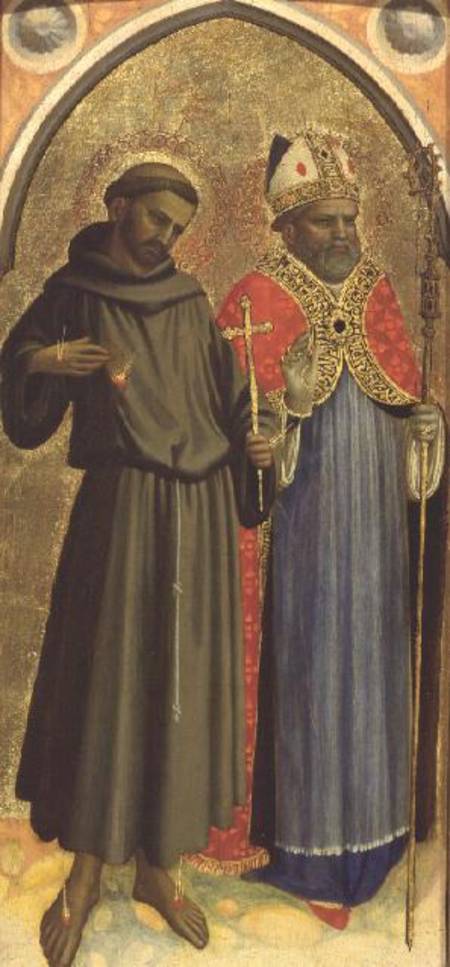 St. Francis and a Bishop Saint (panel) van Fra Beato Angelico