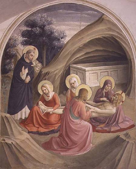Lamentation over the Body of Christ, with St. Dominic van Fra Beato Angelico