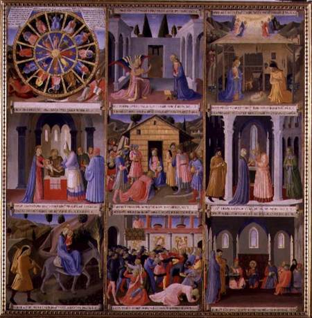 Scenes from the Nativity, panel one from the Silver Treasury of Santissima Annunziata van Fra Beato Angelico