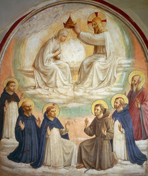 The Coronation of the Virgin, with Saints Thomas, Benedict, Dominic, Francis, Peter the Martyr and P van Fra Beato Angelico