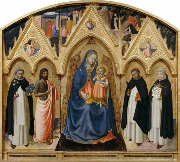 The Virgin and Child with St. John the Baptist, St. Dominic, St. Peter the Martyr and St. Thomas Aqu van Fra Beato Angelico