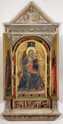 The Linaiuoli Triptych (with open shutters): The Virgin and Child enthroned with St. John the Baptis van Fra Beato Angelico