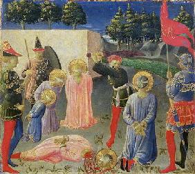 The Beheading of St. Cosmas and St. Damian, from the predella of the Annalena altarpiece, c.1434 (te