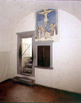 View of a monk's cell designed by Michelozzo di Bartolommeo (1396-1472) decorated with the 'Crucifix