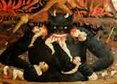 The Last Judgement, detail of Satan devouring the damned in hell van Fra Beato Angelico