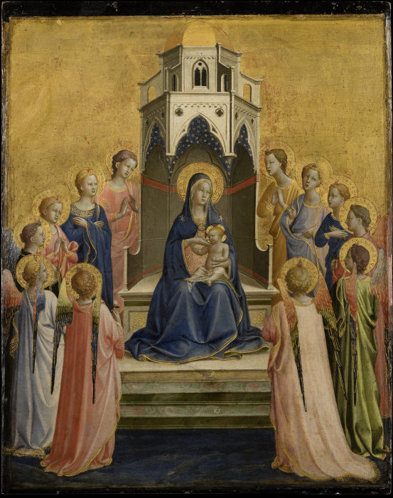 Madonna and Child Enthroned and Twelve Angels van Fra Beato Angelico
