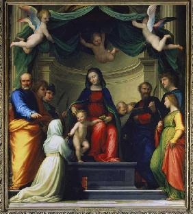 Die mystische Vermählung der H.Katharina von Siena, im Beisein von acht Heiligen